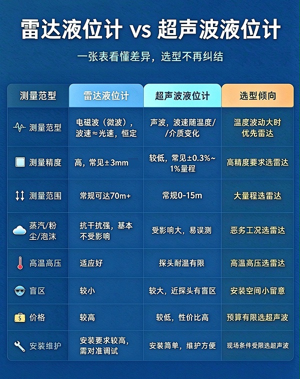 雷达vs超声波对比信息图